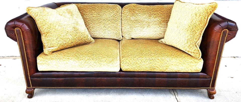 BENTLEY CHURCHILL Leather Sofa Ralph Lauren Style