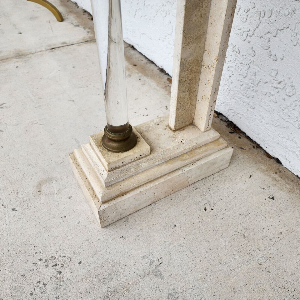 Italian Neoclassical Console Table Lucite Marble 1970s