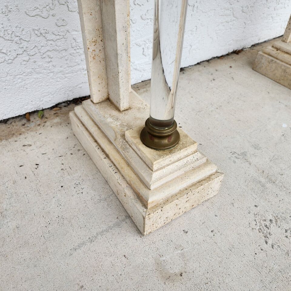Italian Neoclassical Console Table Lucite Marble 1970s