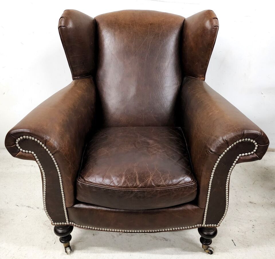 Leather Armchair & Ottoman Wingback Library Reading by LEE INDUSTRIES