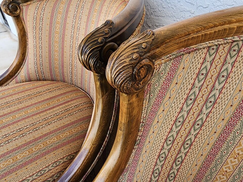 French Provincial Lounge Chairs Oversized by Marge Carson