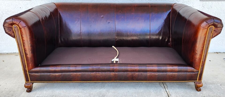 BENTLEY CHURCHILL Leather Sofa Ralph Lauren Style