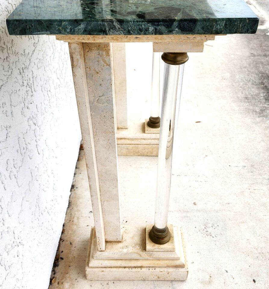 Italian Neoclassical Console Table Lucite Marble 1970s