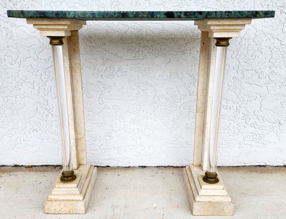 Italian Neoclassical Console Table Lucite Marble 1970s