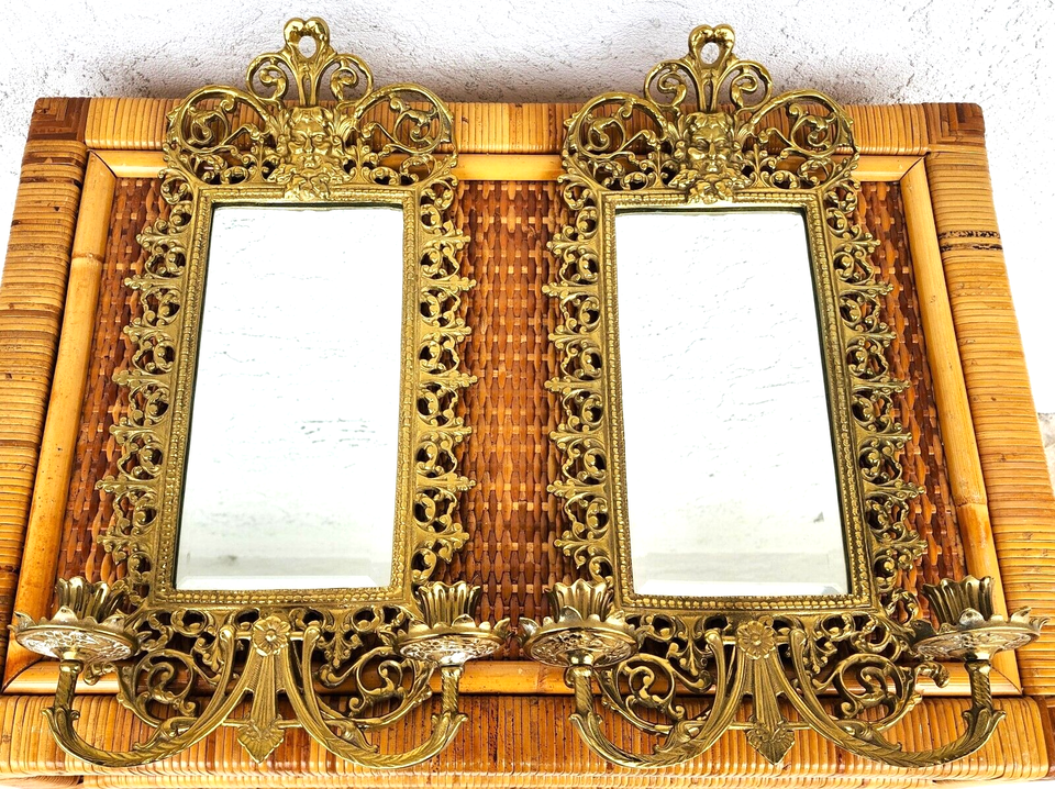 Italian Bacchus Sconces Mirrored Brass by Virginia Metalworks Metalcrafters