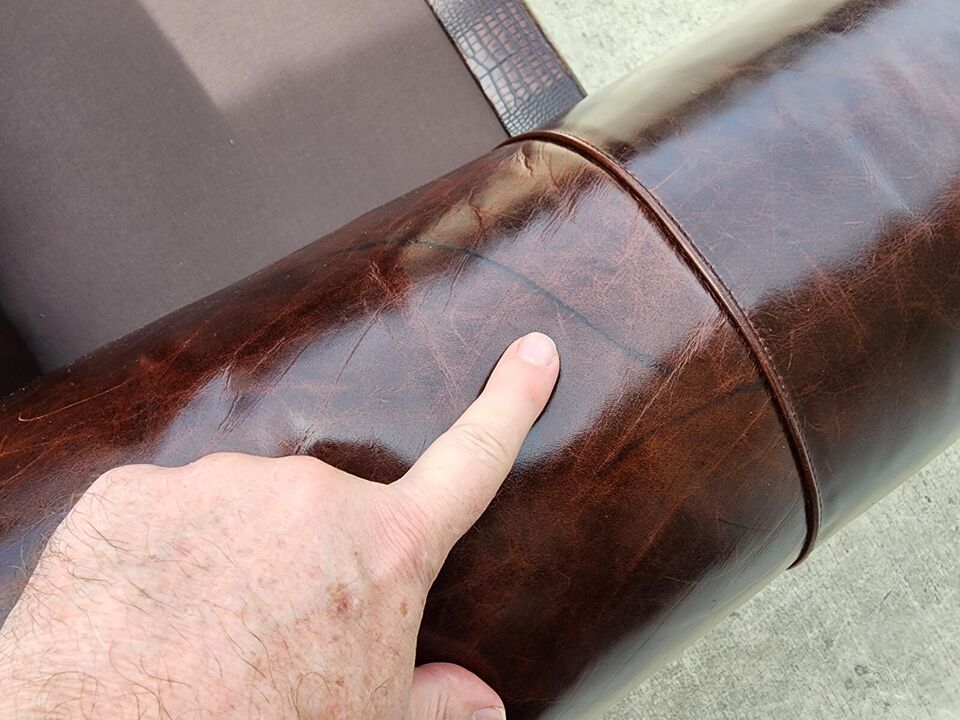 BENTLEY CHURCHILL Leather Sofa Ralph Lauren Style