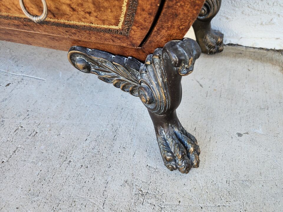 Italian Bombay Chest Commode Leather Wrapped Nightstand Bedside Table