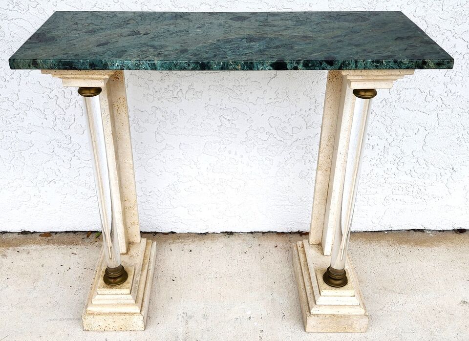 Italian Neoclassical Console Table Lucite Marble 1970s