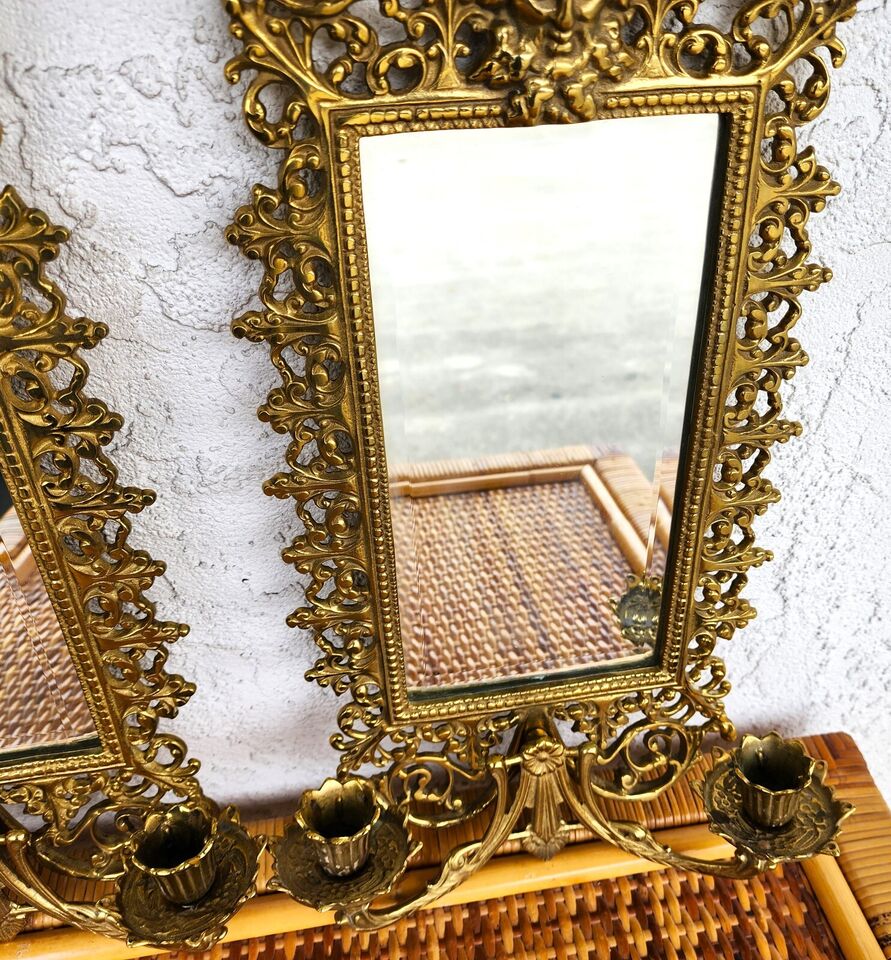 Italian Bacchus Sconces Mirrored Brass by Virginia Metalworks Metalcrafters