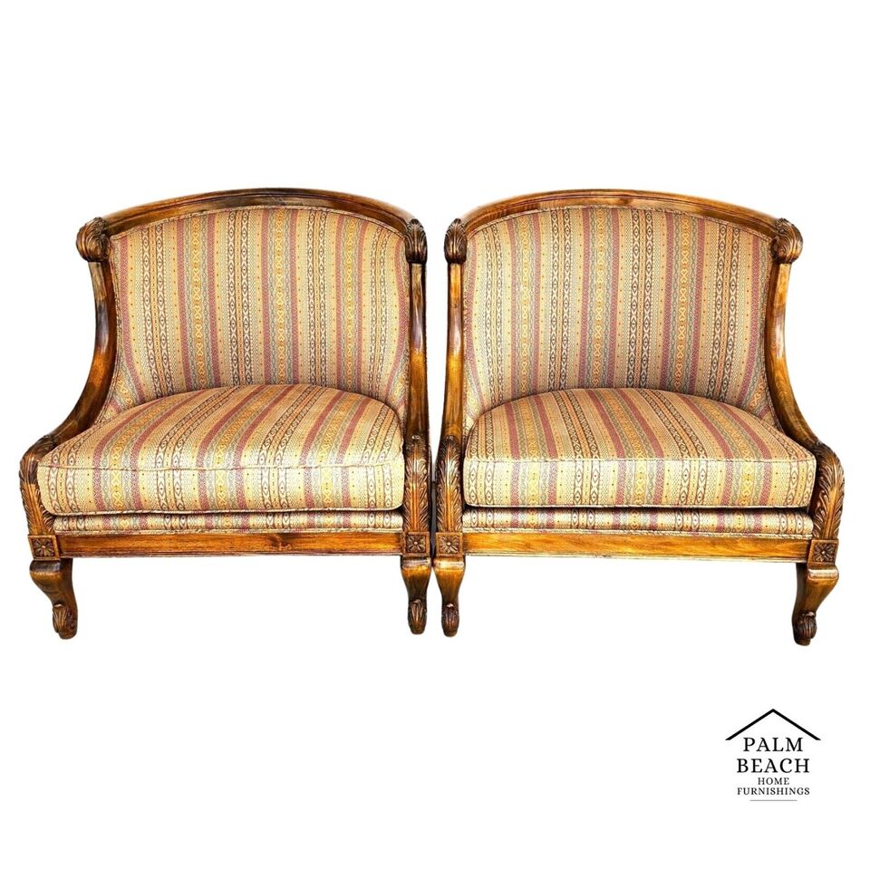 French Provincial Lounge Chairs Oversized by Marge Carson