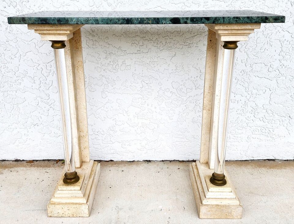 Italian Neoclassical Console Table Lucite Marble 1970s