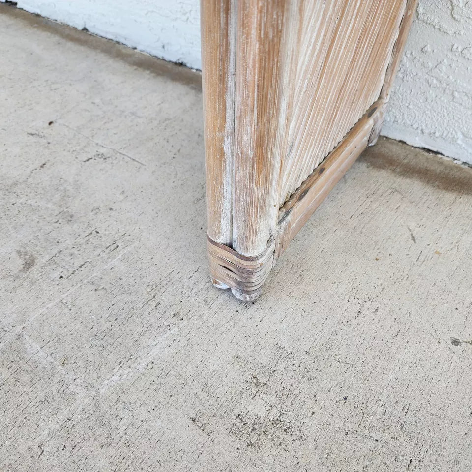 Set of Blonde Bamboo Waterfall Side Console Tables