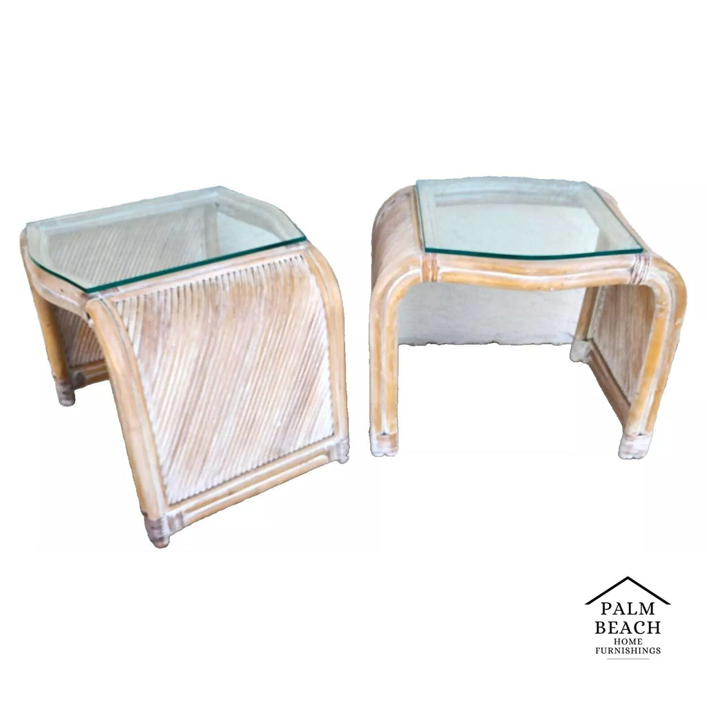 Blonde Bamboo Waterfall Side Tables Set of 2