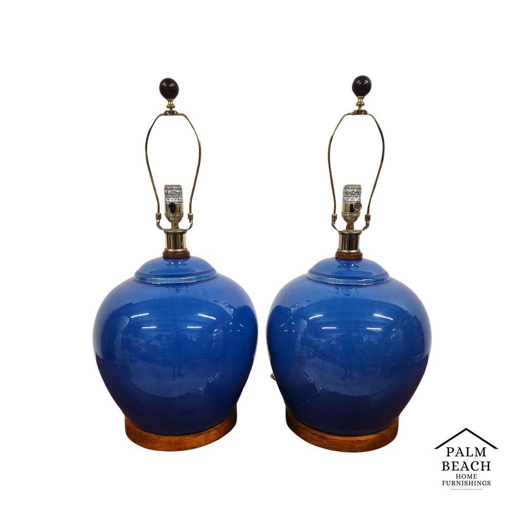 Ralph Lauren Table Lamps Ceramic Blue Pair