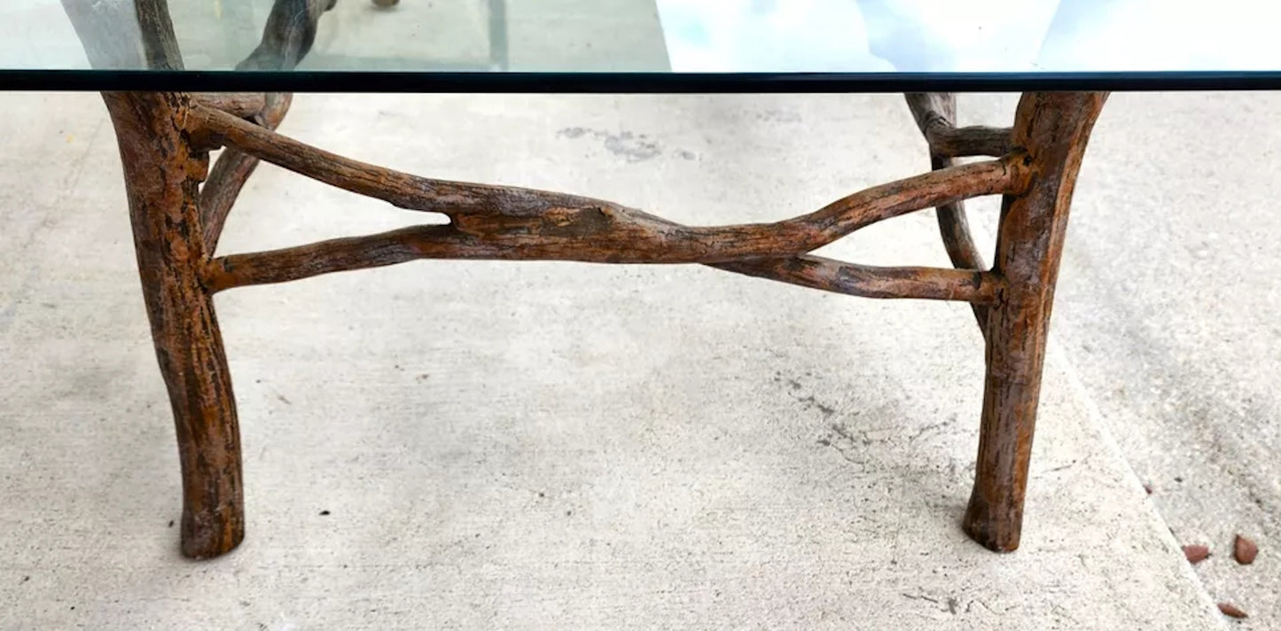 Faux Bois Branch Coffee Table Metal & Glass