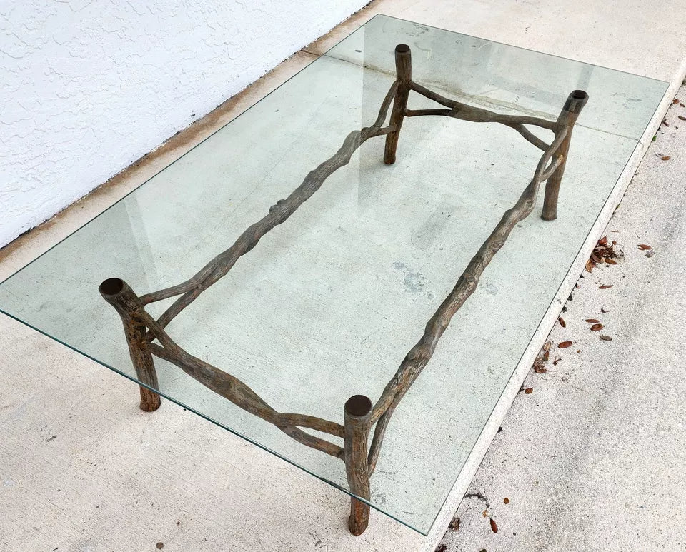 Faux Bois Branch Coffee Table Metal & Glass