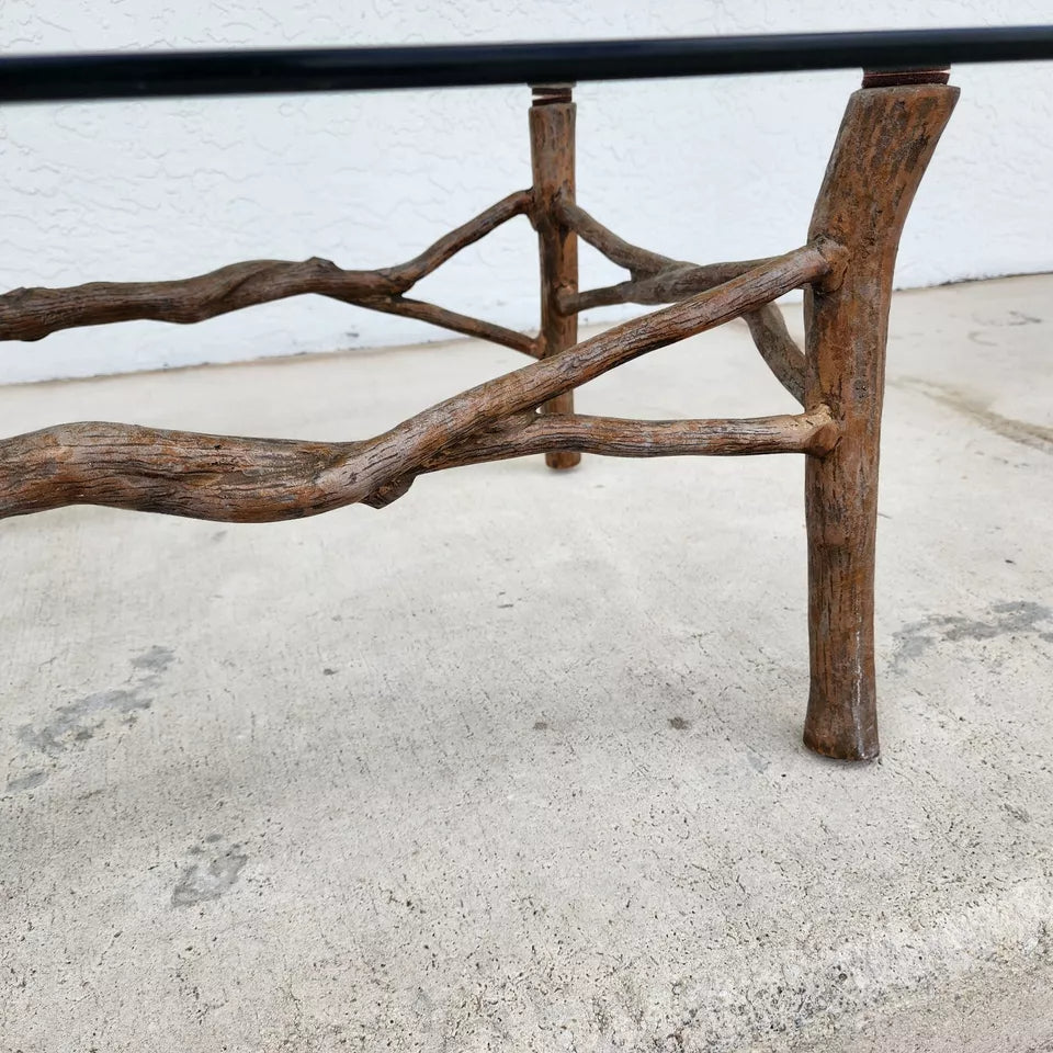 Faux Bois Branch Coffee Table Metal & Glass