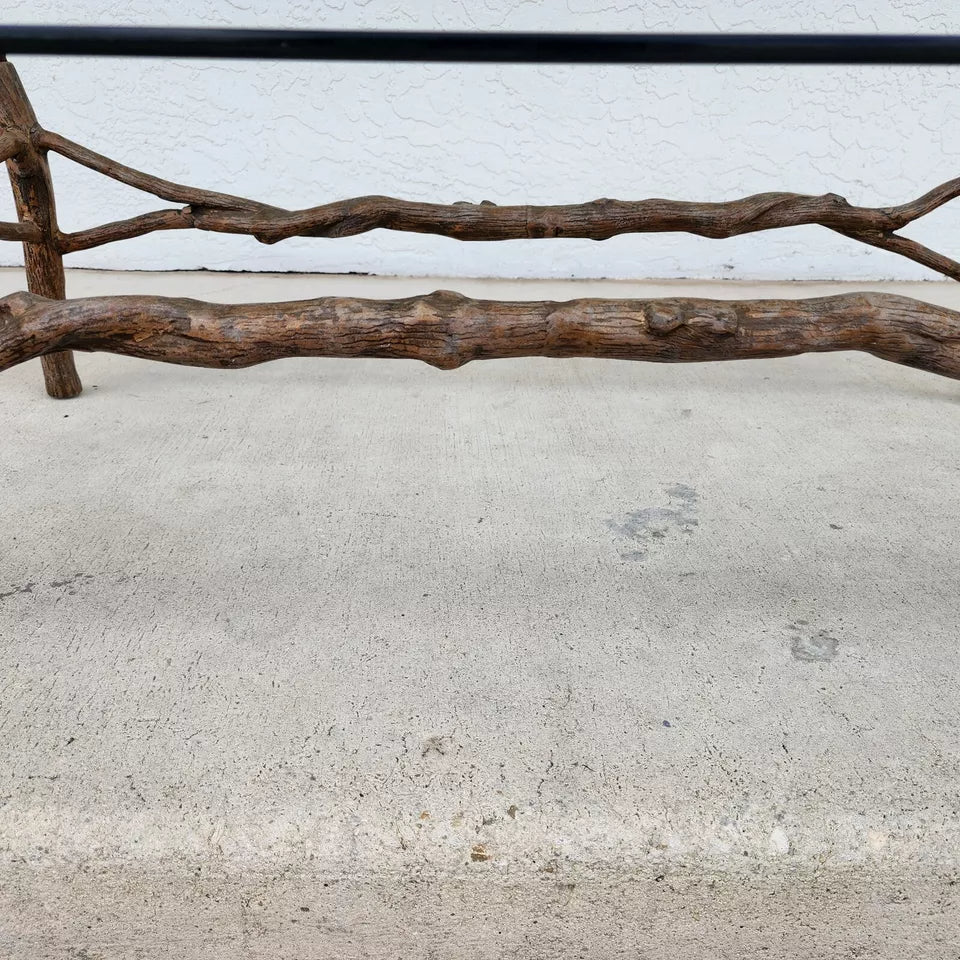 Faux Bois Branch Coffee Table Metal & Glass