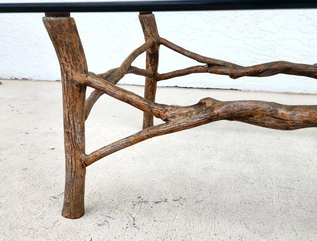Faux Bois Branch Coffee Table Metal & Glass