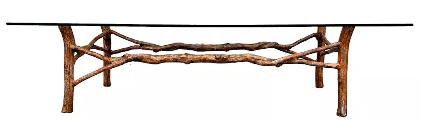 Faux Bois Branch Coffee Table Metal & Glass