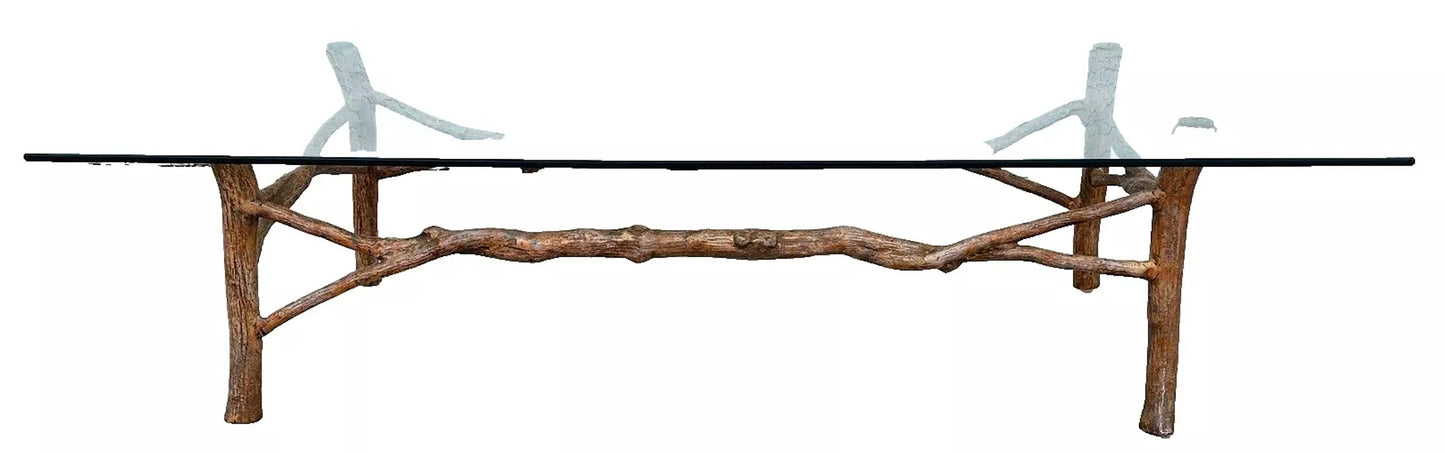 Faux Bois Branch Coffee Table Metal & Glass