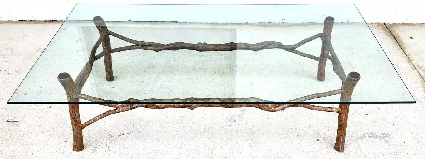 Faux Bois Branch Coffee Table Metal & Glass