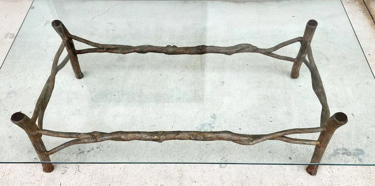 Faux Bois Branch Coffee Table Metal & Glass