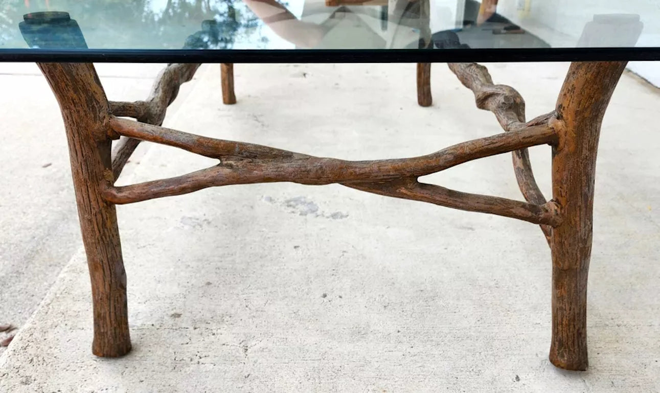 Faux Bois Branch Coffee Table Metal & Glass