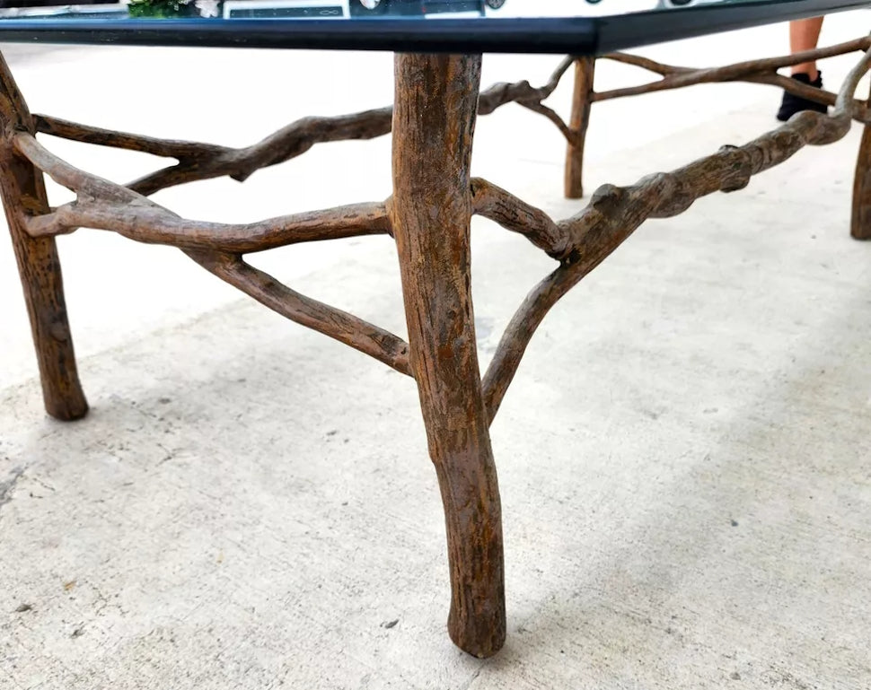 Faux Bois Branch Coffee Table Metal & Glass