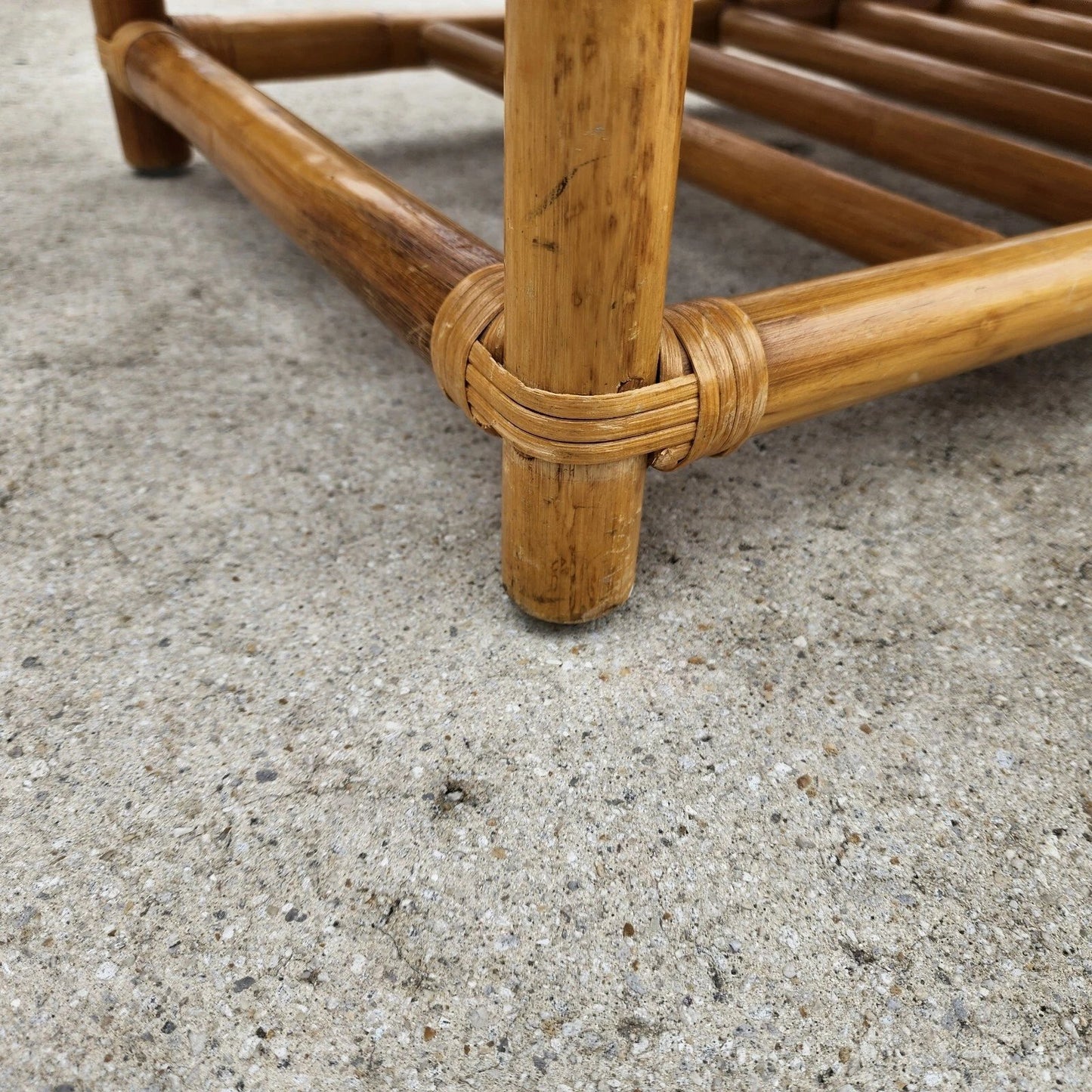 Vintage Chinoiserie Asian Bamboo Rattan Coffee Table