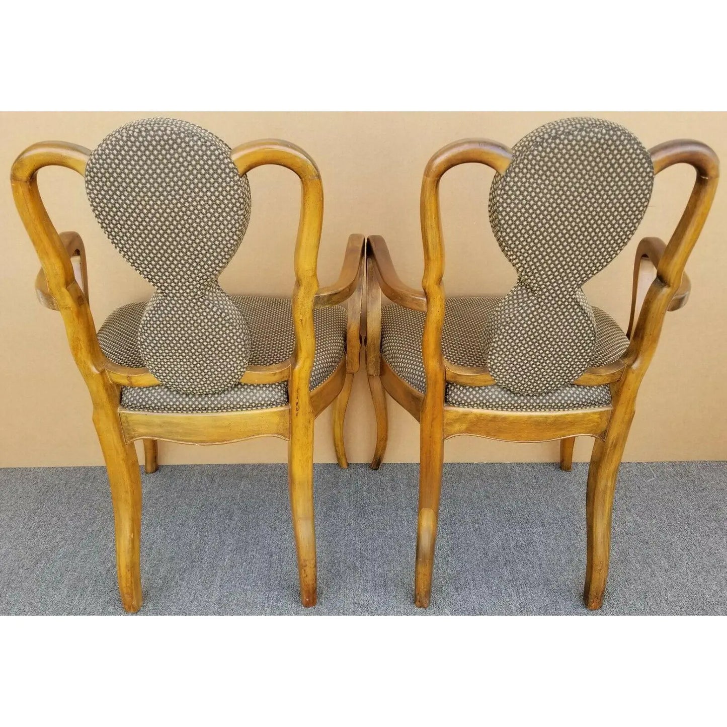 Vintage Italian Walnut Accent Dining Armchairs - Set of 2