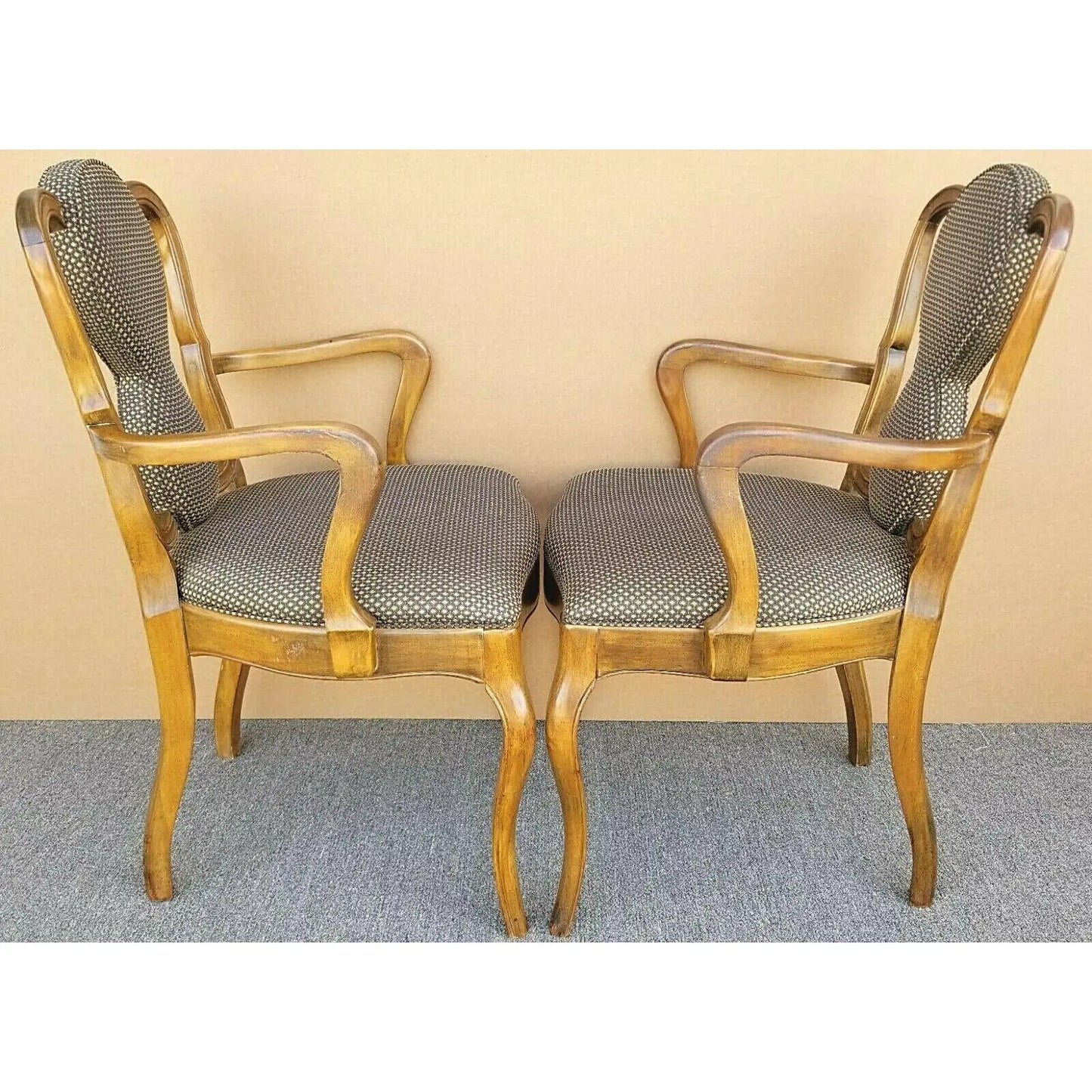 Vintage Italian Walnut Accent Dining Armchairs - Set of 2