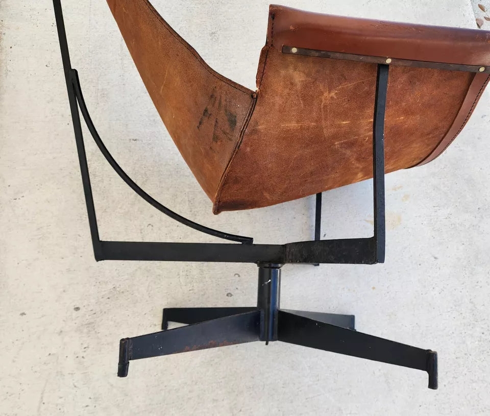 LEATHER SLING K CHAIR BY WILLIAM KATAVOLOS