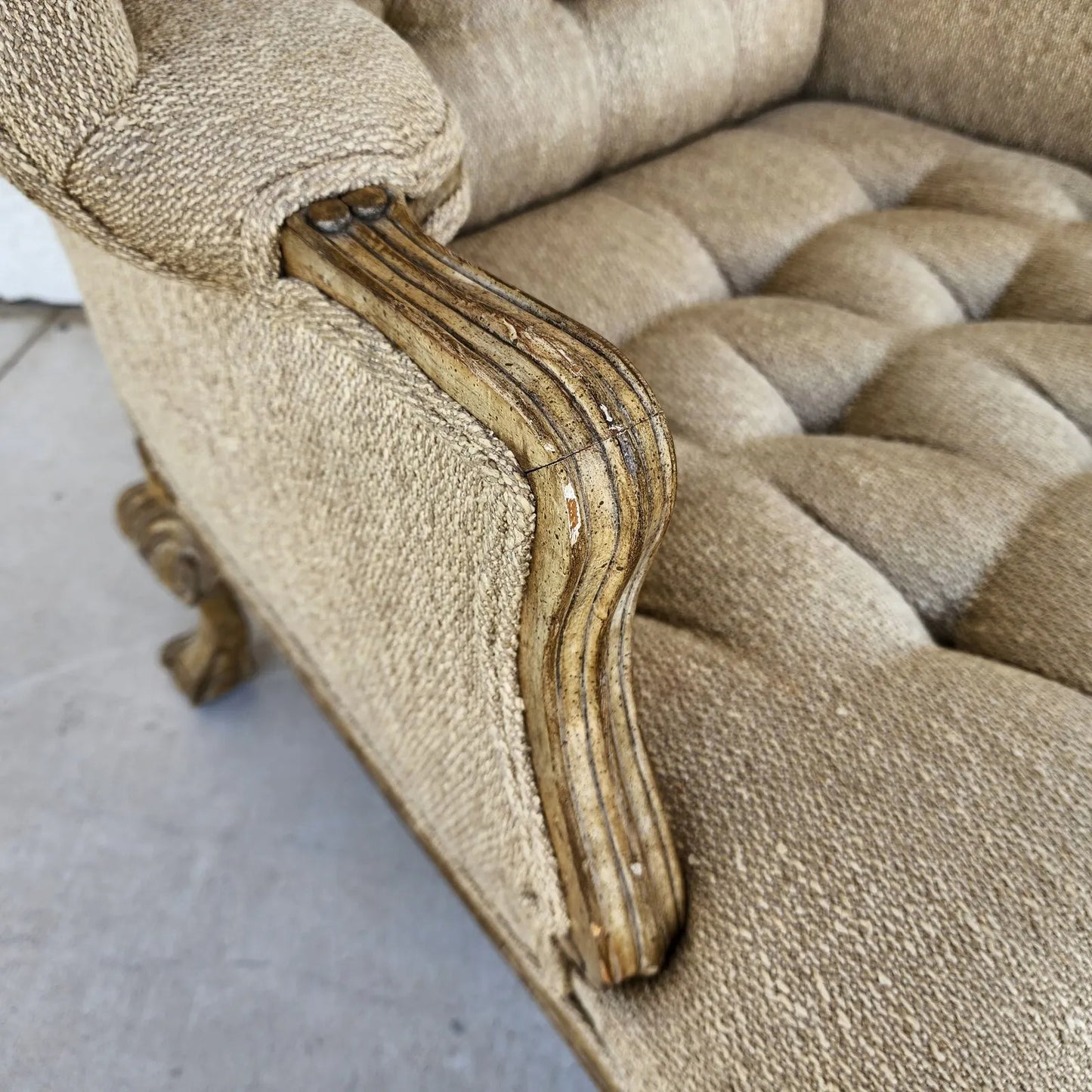 French Louis XV Wingback Chair & Ottoman