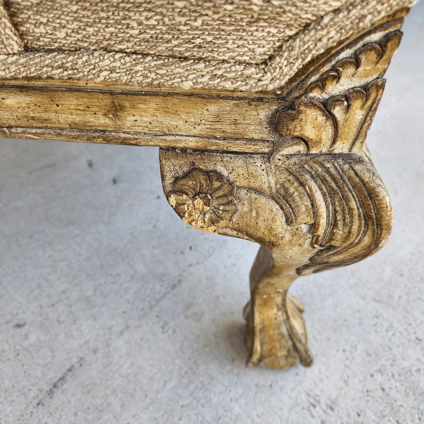 French Louis XV Wingback Chair & Ottoman