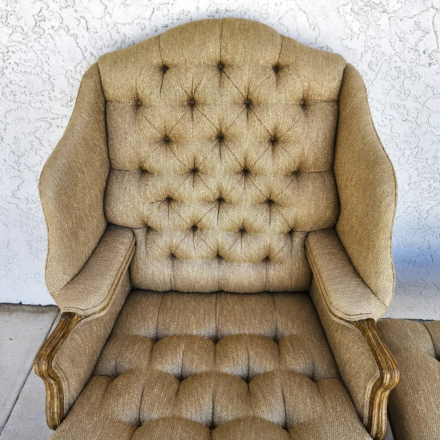 French Louis XV Wingback Chair & Ottoman