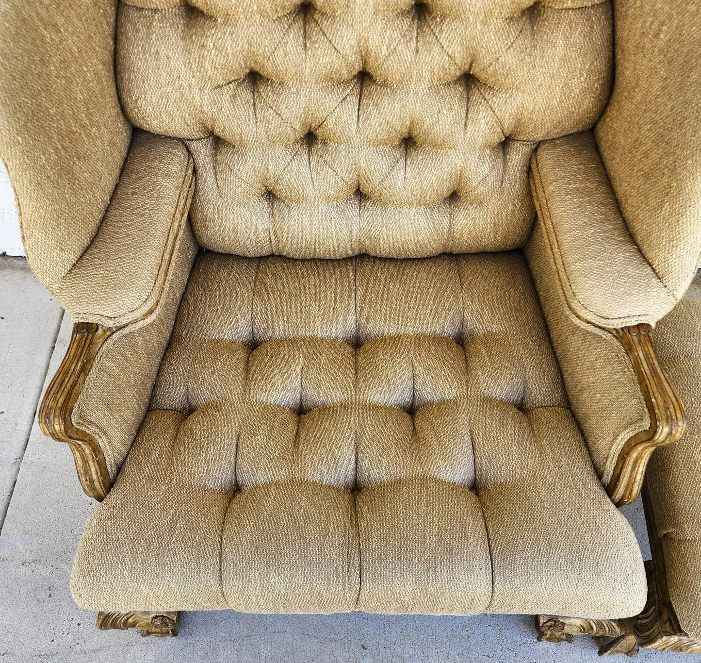 French Louis XV Wingback Chair & Ottoman
