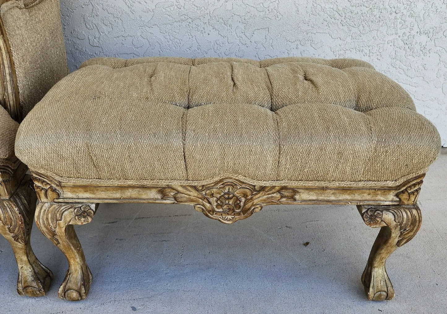 French Louis XV Wingback Chair & Ottoman