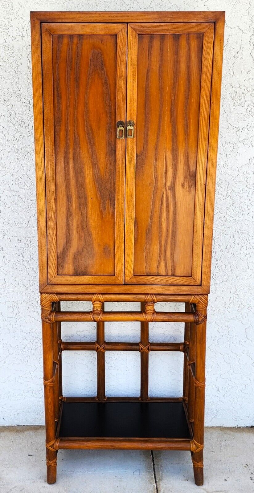 Vintage Bar Cabinet 1970s Bamboo Boho MCM