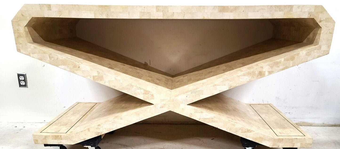 Signed Vintage Tessellated Stone Console Sofa Dining Table Base