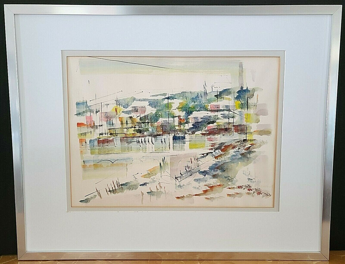 60's ALFRED BIRDSEY (1912-1996) Impressionist Bahamian Harbor Cityscape Painting