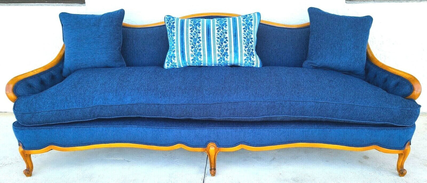 French Provincial Louis XV Style Sofa with Serpentine Carved Back