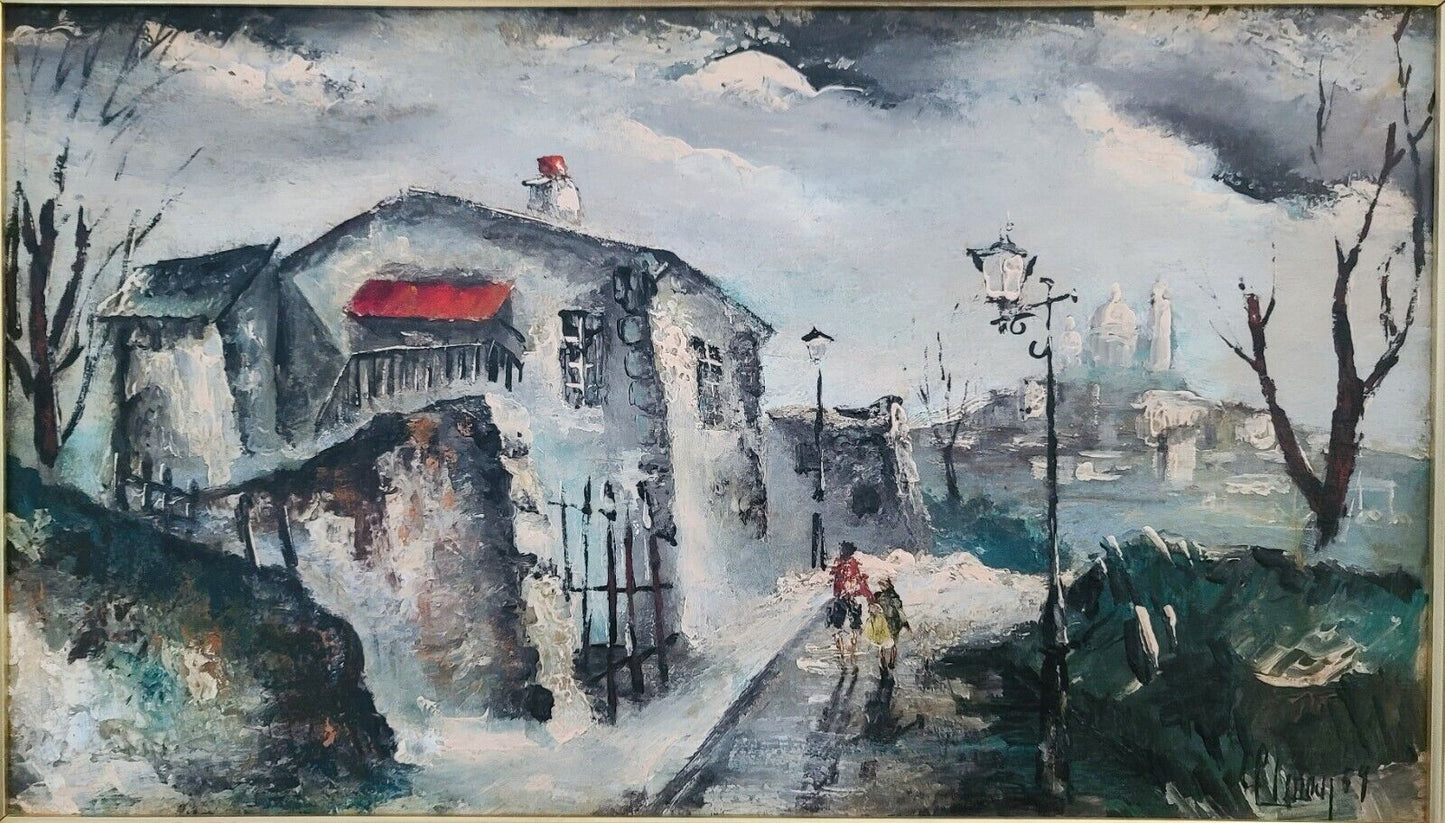 Signed Maurice de Vlaminck Style 1959 French Painting of Menilmontant Paris
