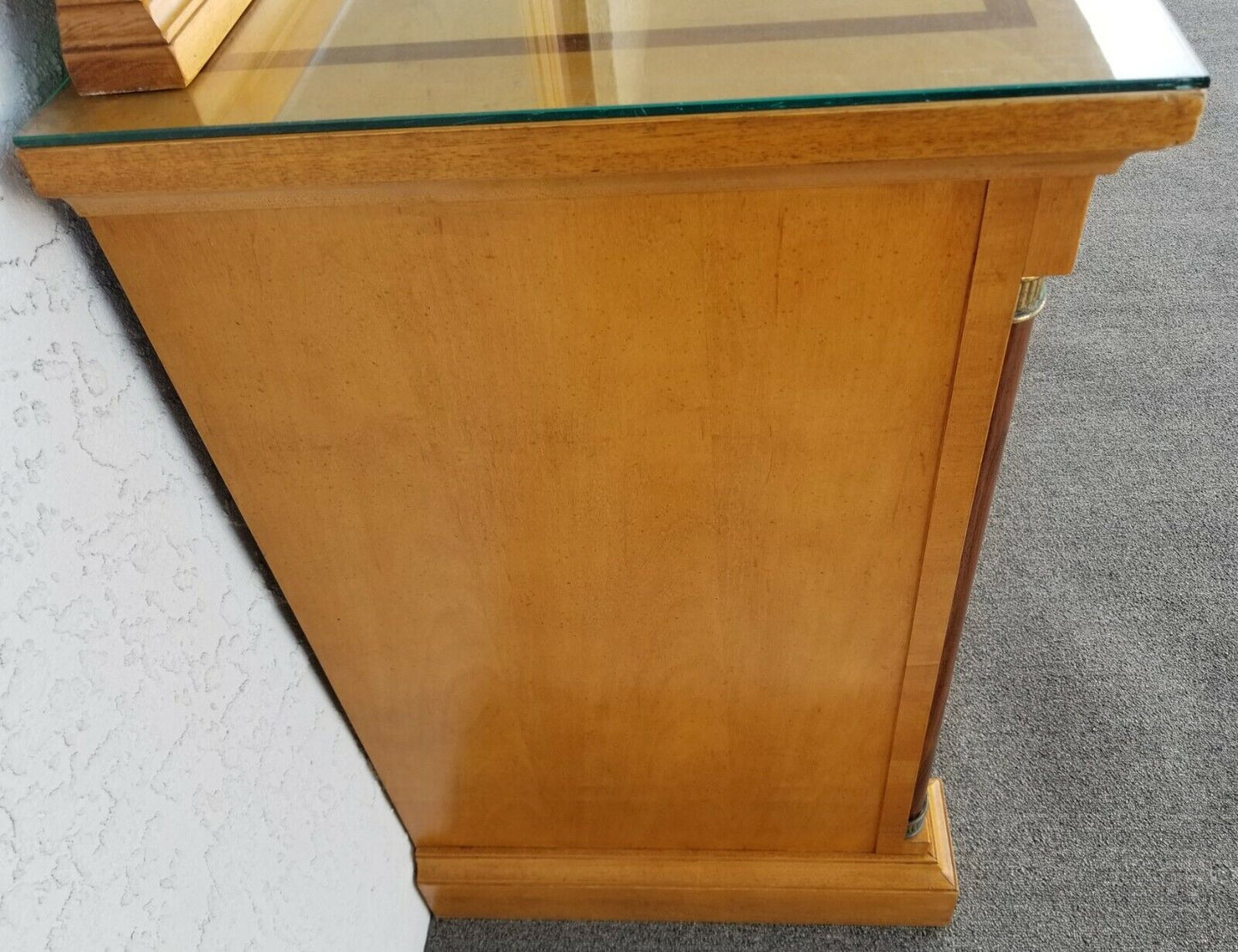 STANLEY FURNITURE Art Deco Dresser with Matching Mirror and Custom Glass Top