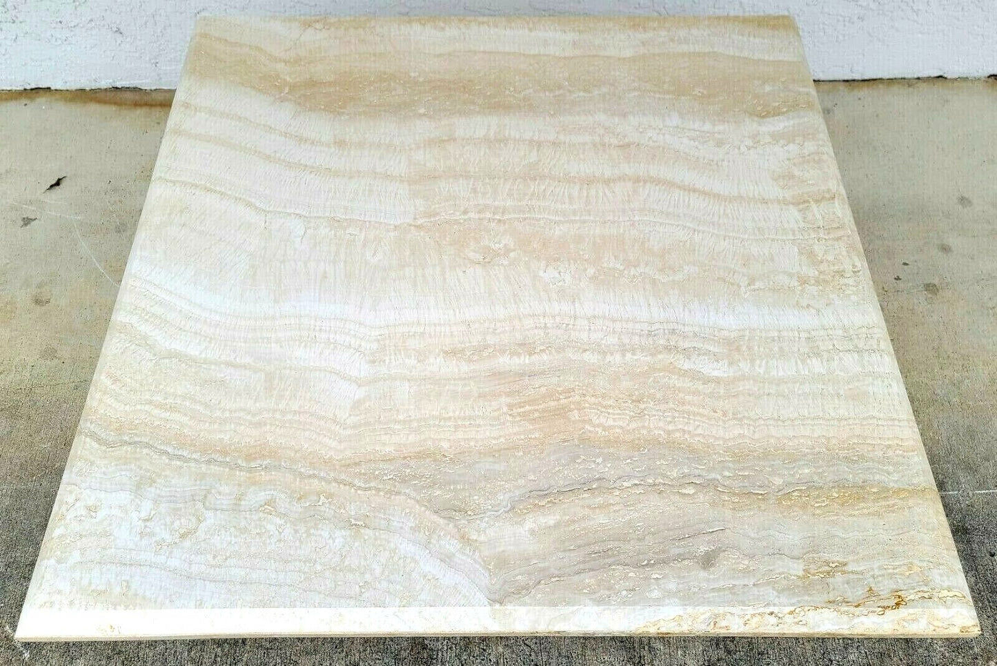 MCM Italian Travertine Marble & Brass Cocktail Coffee Table