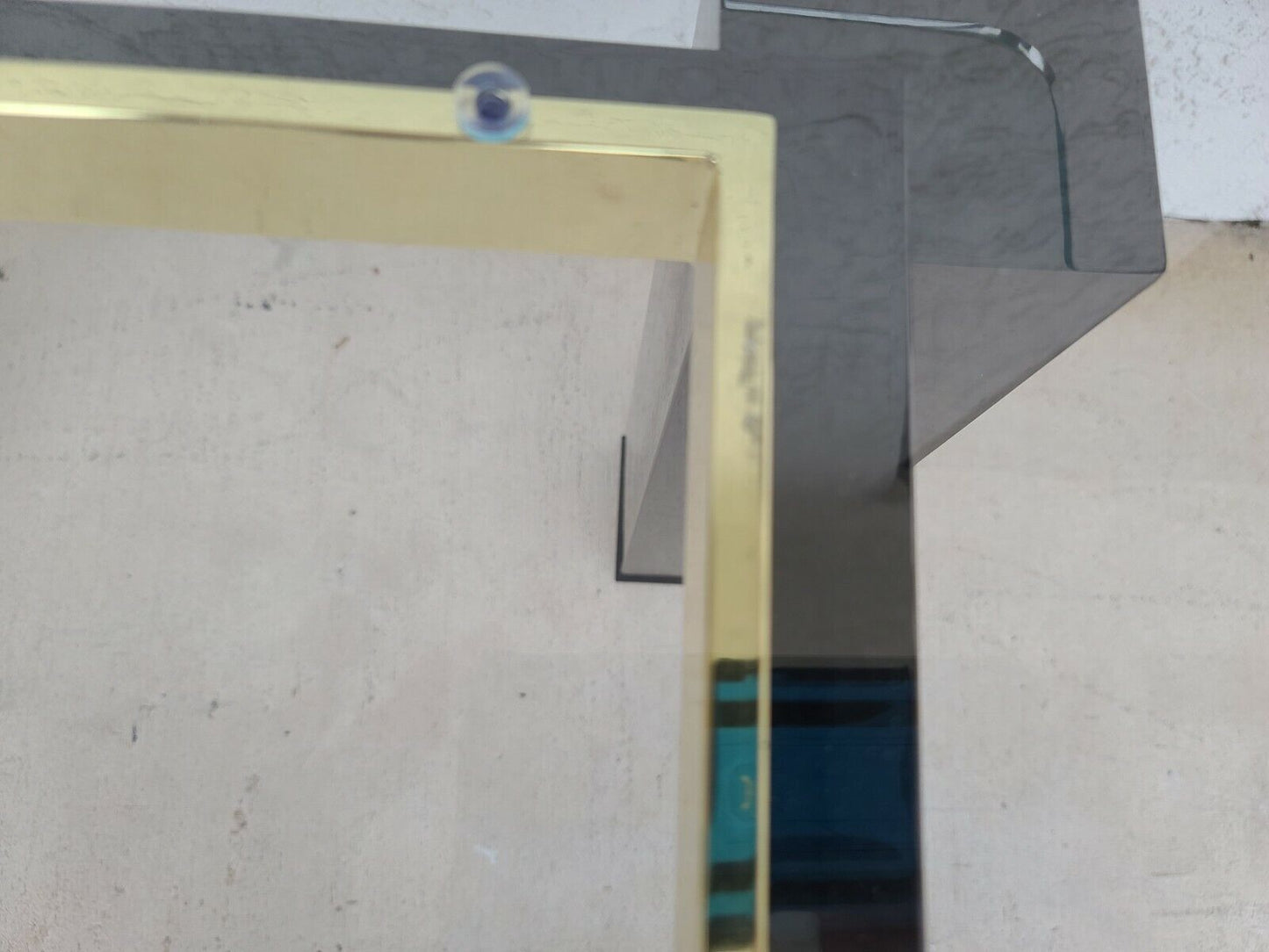 MCM Milo Baughman Style Italian Black Chrome Brass Glass Coffee Side End Table