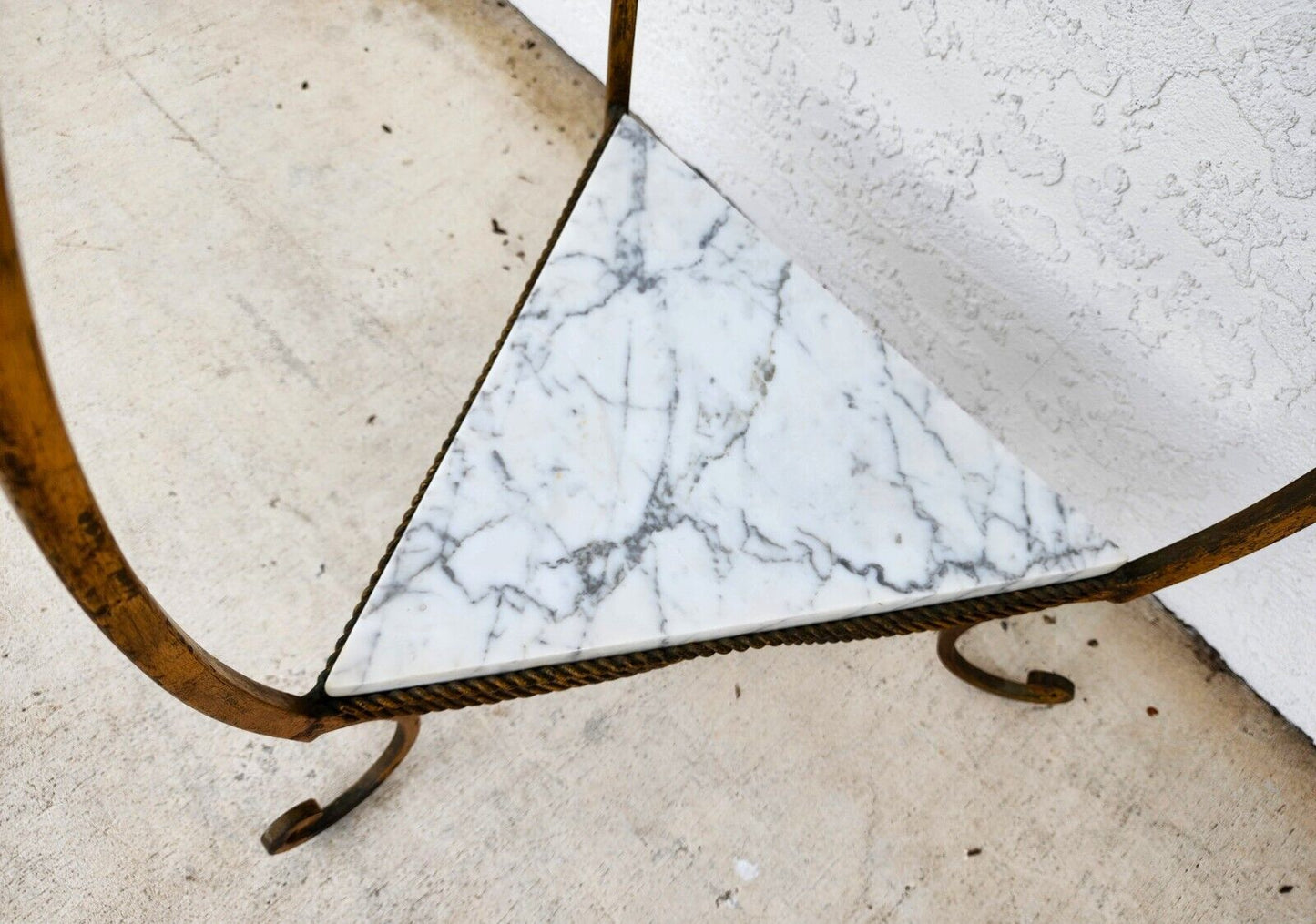 Rope and Tassel Gilt Pedestal with Carrera Marble Vintage