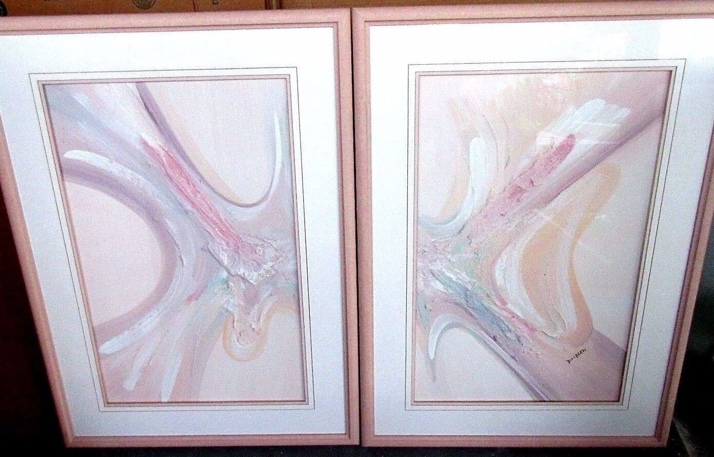 2 Panel Painting Signed Dino Diliberti (Clearwater FL) Abstract Textured Pastels