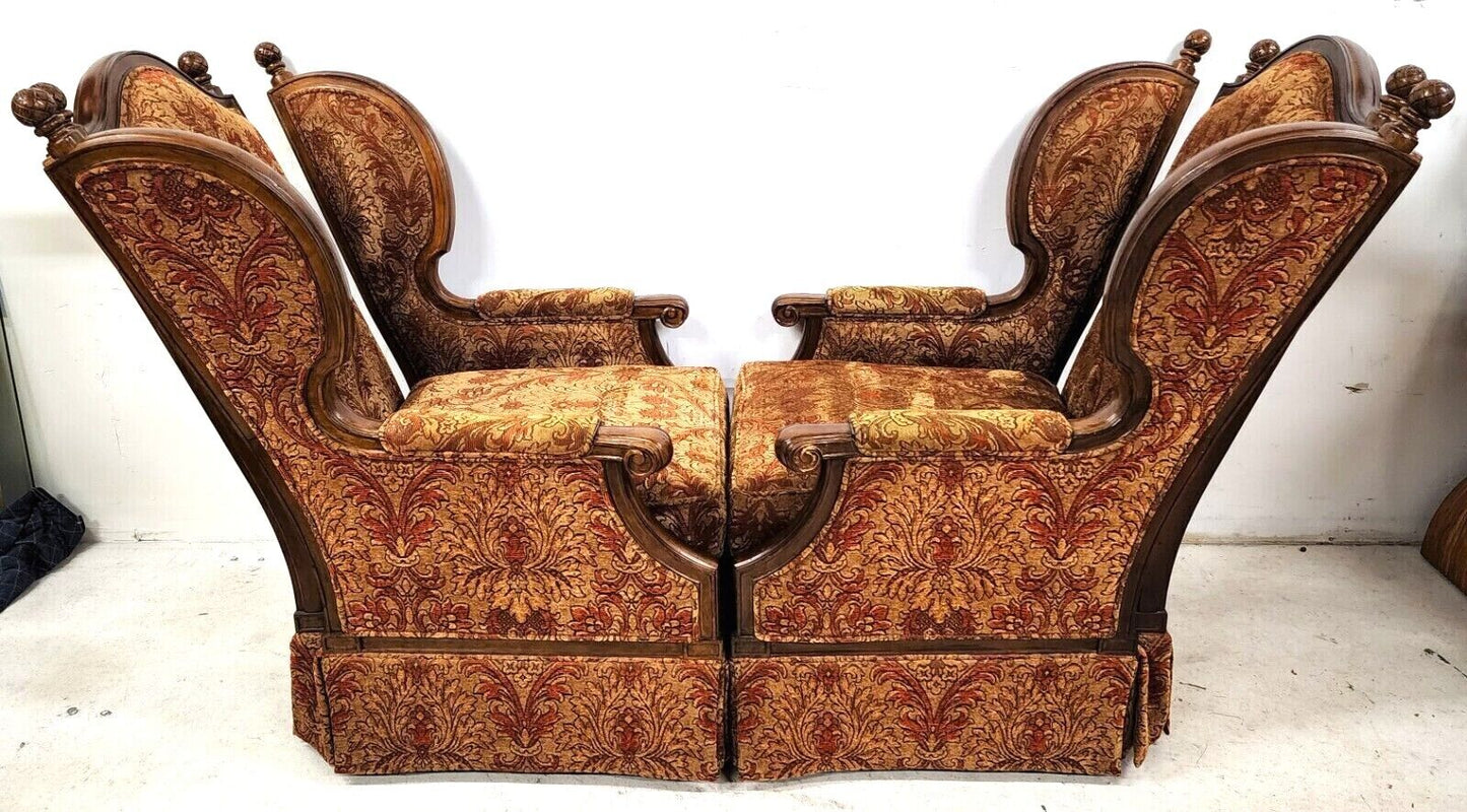 Pair of Oversized Regal French Wingback Armchairs by CENTURY FURNITURE