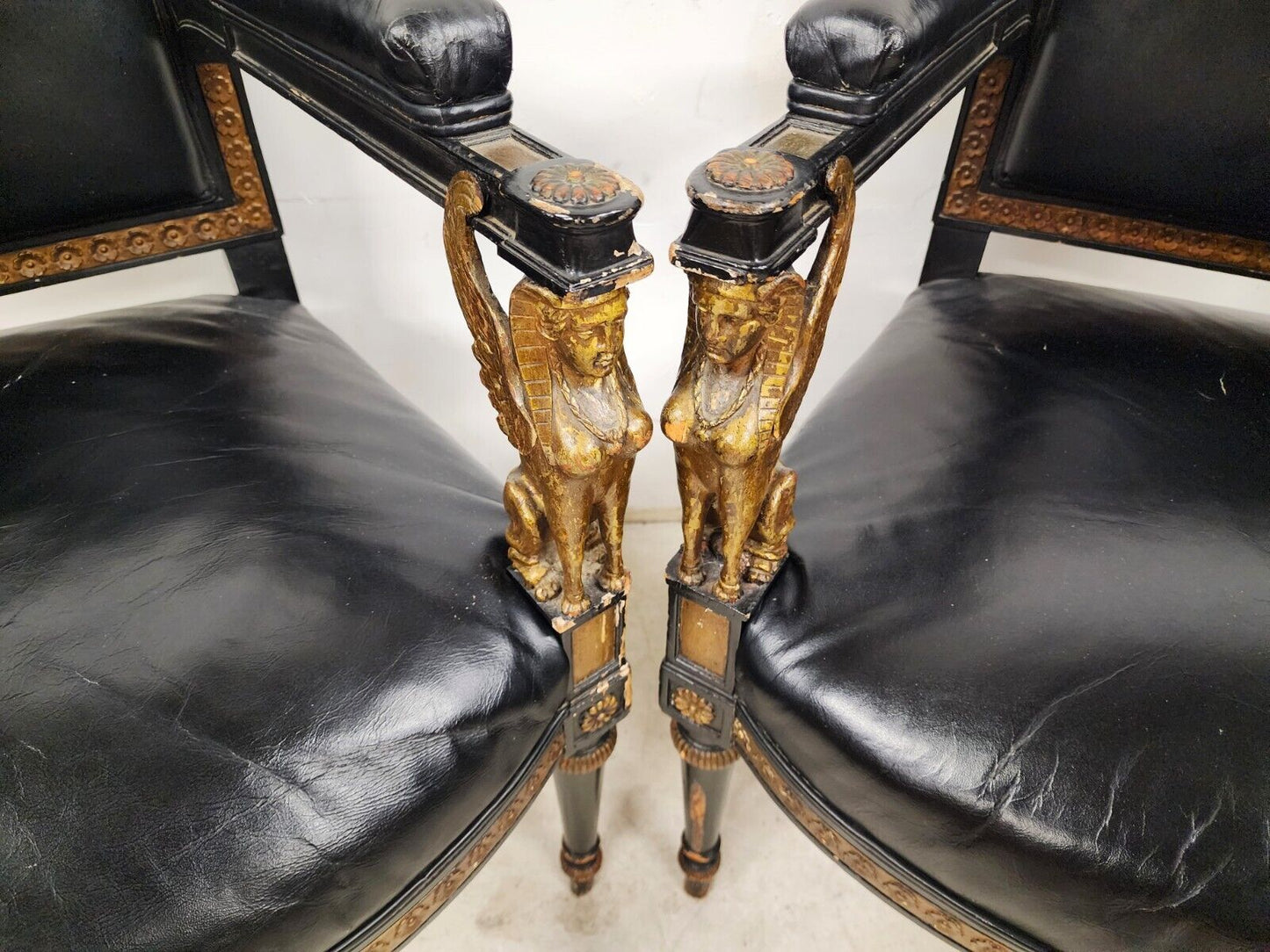 Leather Armchairs Empire Style Mid Century